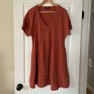 Madewell Cotton Gauze Dress Size Small - Lightspun Button Front Minidress